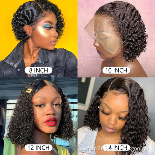 ISEE Wholesale 13x4 150% Density Brazilian Water Wave Short Bob Lace Front Wigs For Women
